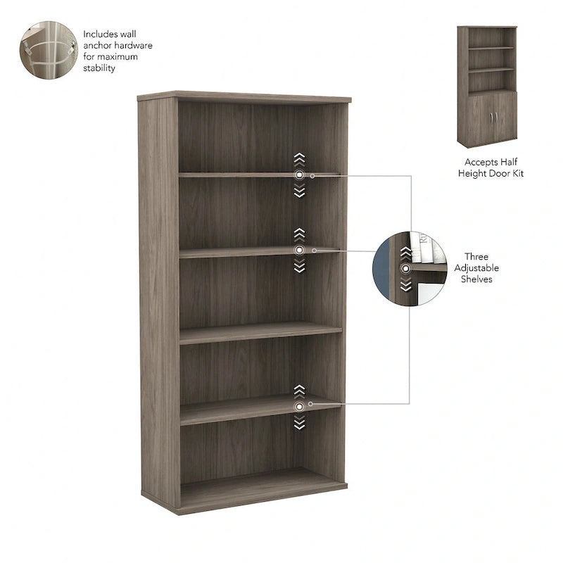 Tall 5-Shelf Bookcase Bookshelf Organizer