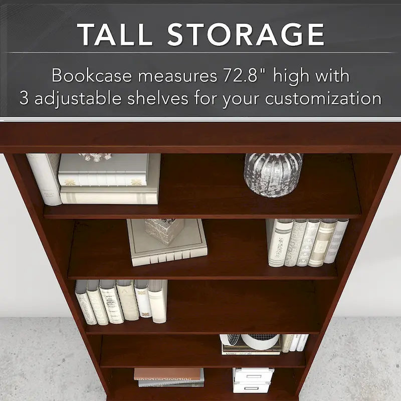 Tall 5-Shelf Bookcase Bookshelf Organizer