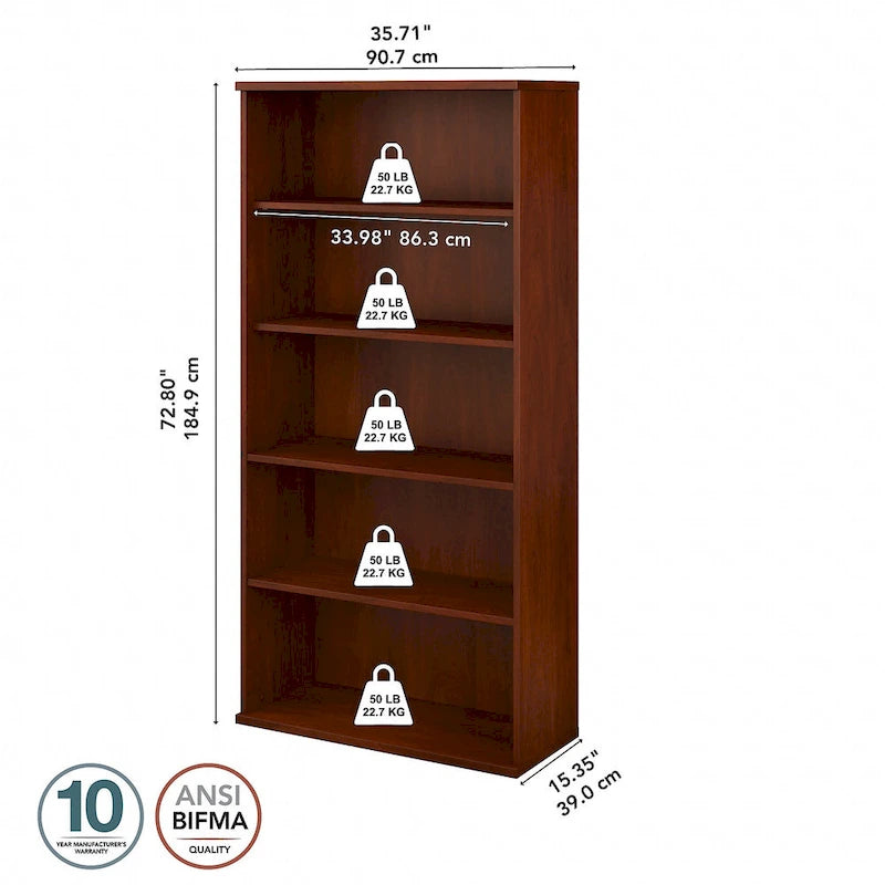 Tall 5-Shelf Bookcase Bookshelf Organizer