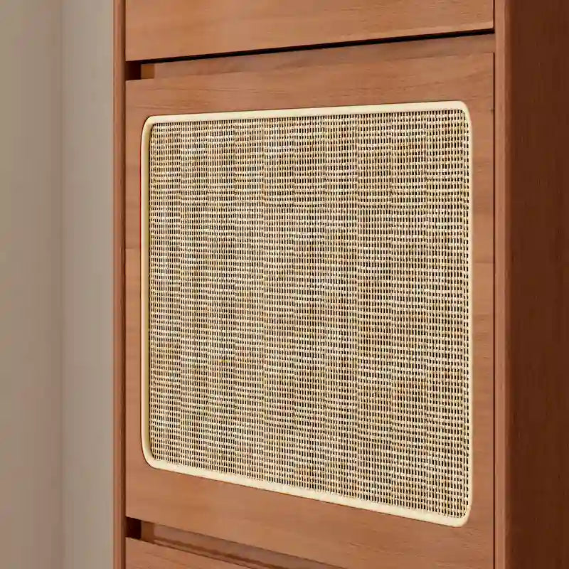 Rattan Shoe Cabinet for Entryway, Free Standing Shoe Rack with 3 Flip Drawers & Pegboard