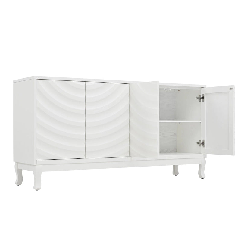 Wavy Pattern Doors Sideboard with Adjustable Shelves