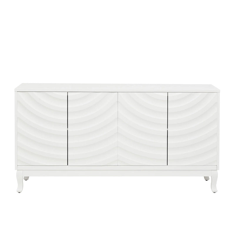Wavy Pattern Doors Sideboard with Adjustable Shelves