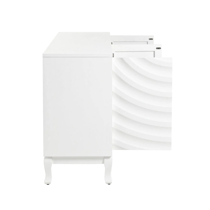 Wavy Pattern Doors Sideboard with Adjustable Shelves