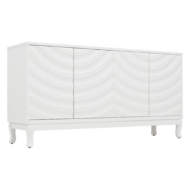 Wavy Pattern Doors Sideboard with Adjustable Shelves