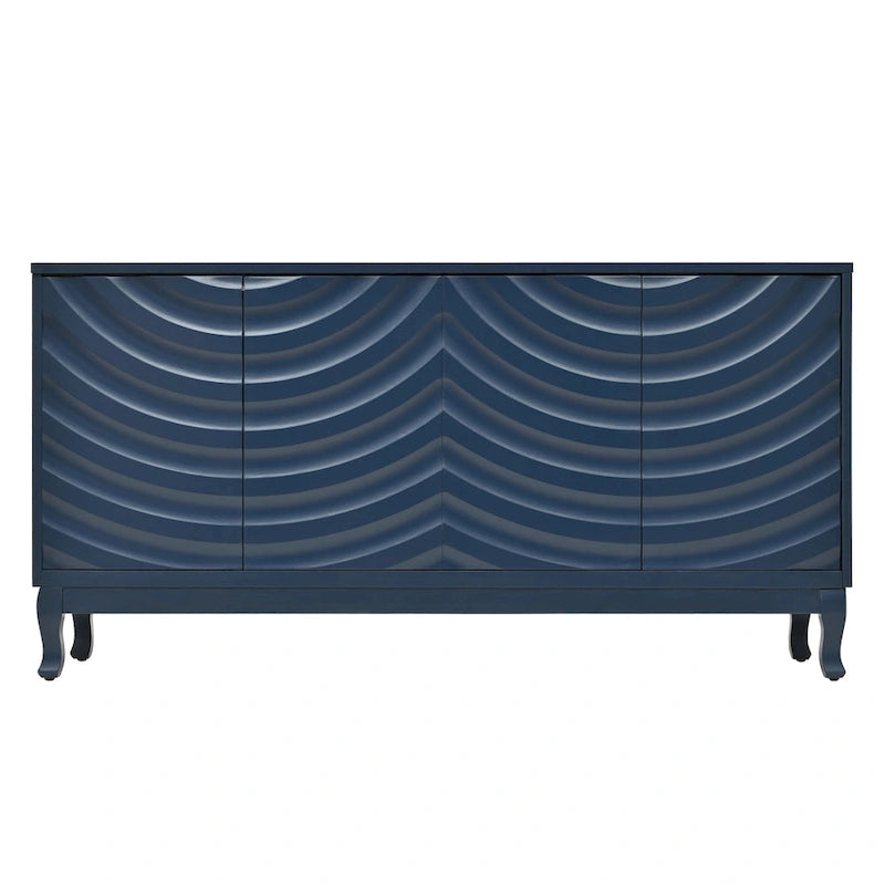 Wavy Pattern Doors Sideboard with Adjustable Shelves