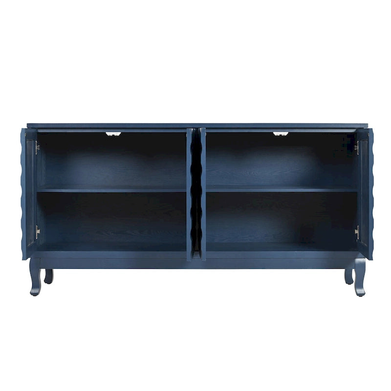 Wavy Pattern Doors Sideboard with Adjustable Shelves