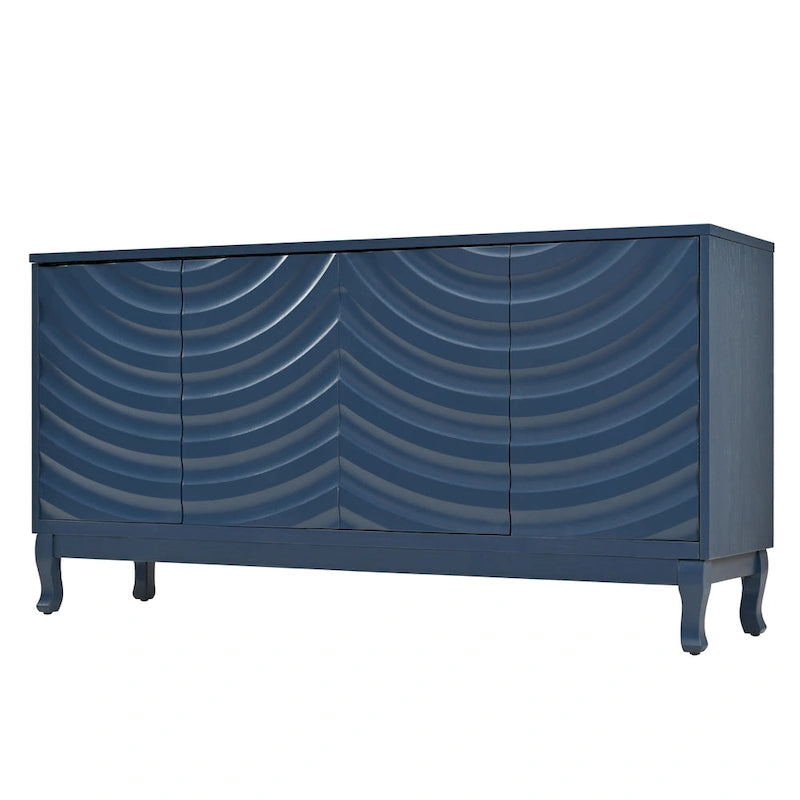 Wavy Pattern Doors Sideboard with Adjustable Shelves