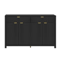 Wave-Patterned Sideboard with 4 Doors, 2 Drawers & 3 Adjustable Shelves