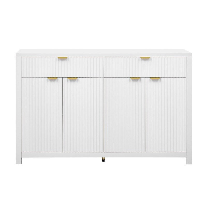 Wave-Patterned Sideboard with 4 Doors, 2 Drawers & 3 Adjustable Shelves