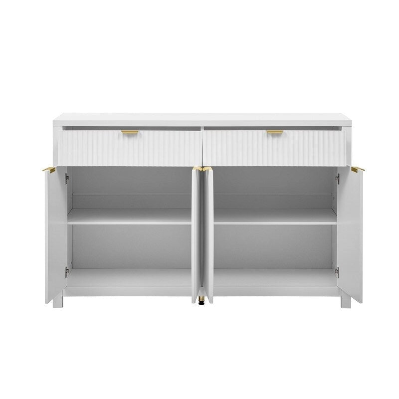 Wave-Patterned Sideboard with 4 Doors, 2 Drawers & 3 Adjustable Shelves