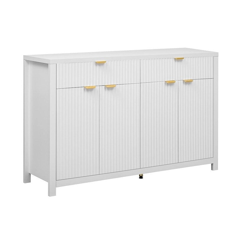 Wave-Patterned Sideboard with 4 Doors, 2 Drawers & 3 Adjustable Shelves