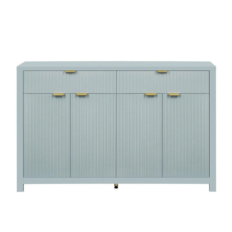 Wave-Patterned Sideboard with 4 Doors, 2 Drawers & 3 Adjustable Shelves