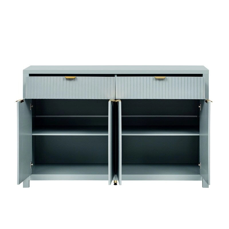 Wave-Patterned Sideboard with 4 Doors, 2 Drawers & 3 Adjustable Shelves