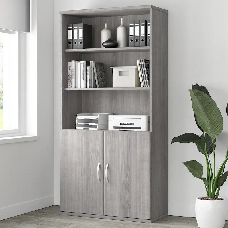 Tall 5 Shelf Bookcase with Doors