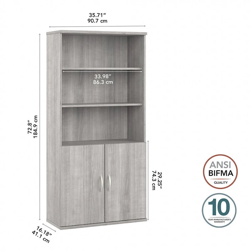 Tall 5 Shelf Bookcase with Doors