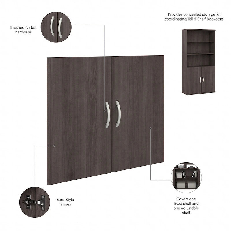 Tall 5 Shelf Bookcase with Doors