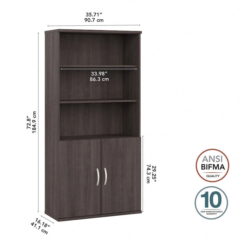 Tall 5 Shelf Bookcase with Doors