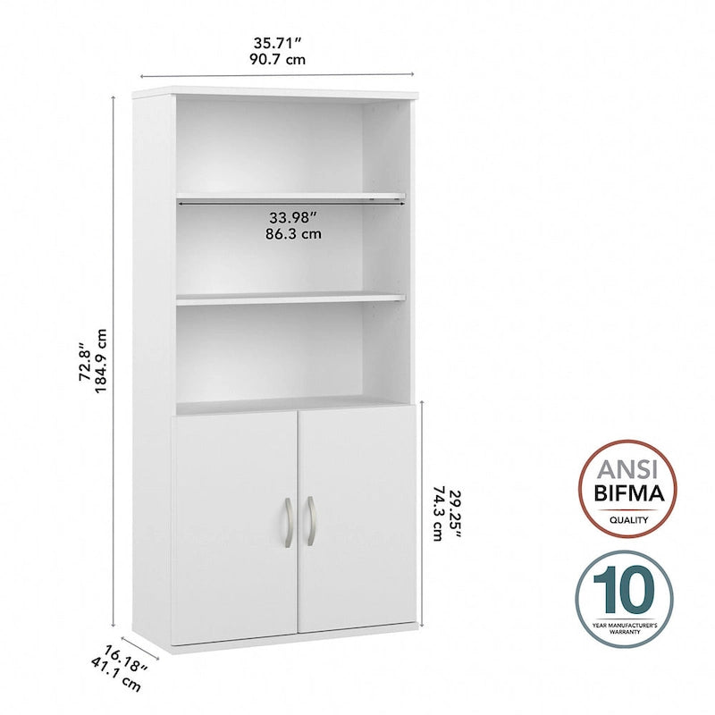 Tall 5 Shelf Bookcase with Doors