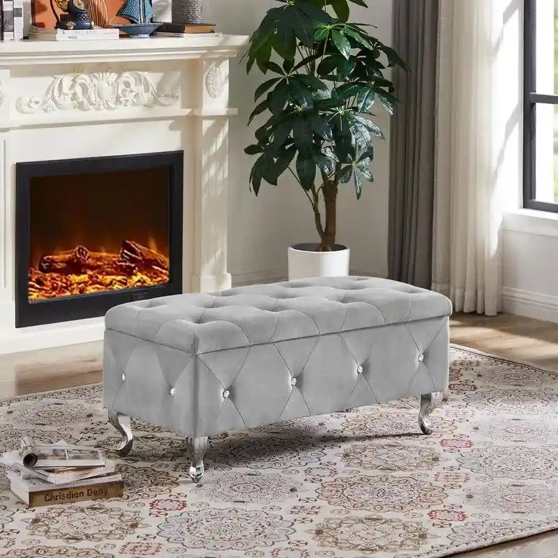Storage Bench with Flip Top & Safety Hinge, Padded Seat