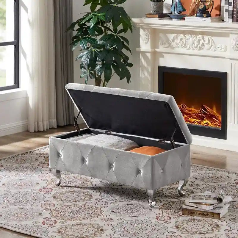Storage Bench with Flip Top & Safety Hinge, Padded Seat