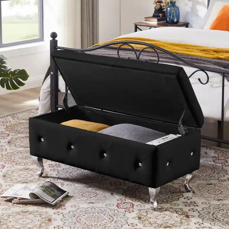Storage Bench with Flip Top & Safety Hinge, Padded Seat