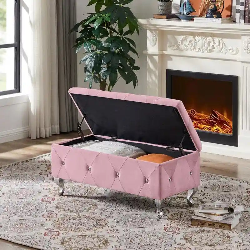 Storage Bench with Flip Top & Safety Hinge, Padded Seat
