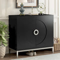 Accent Cabinet with Solid Wood Veneer and Metal Leg Frame