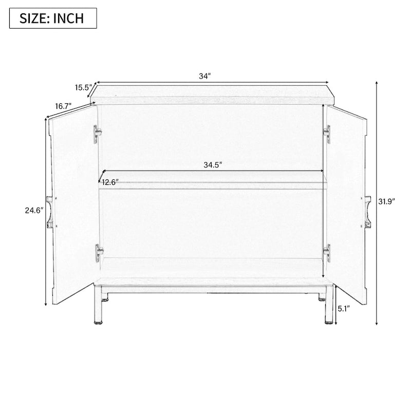 Accent Cabinet with Solid Wood Veneer and Metal Leg Frame
