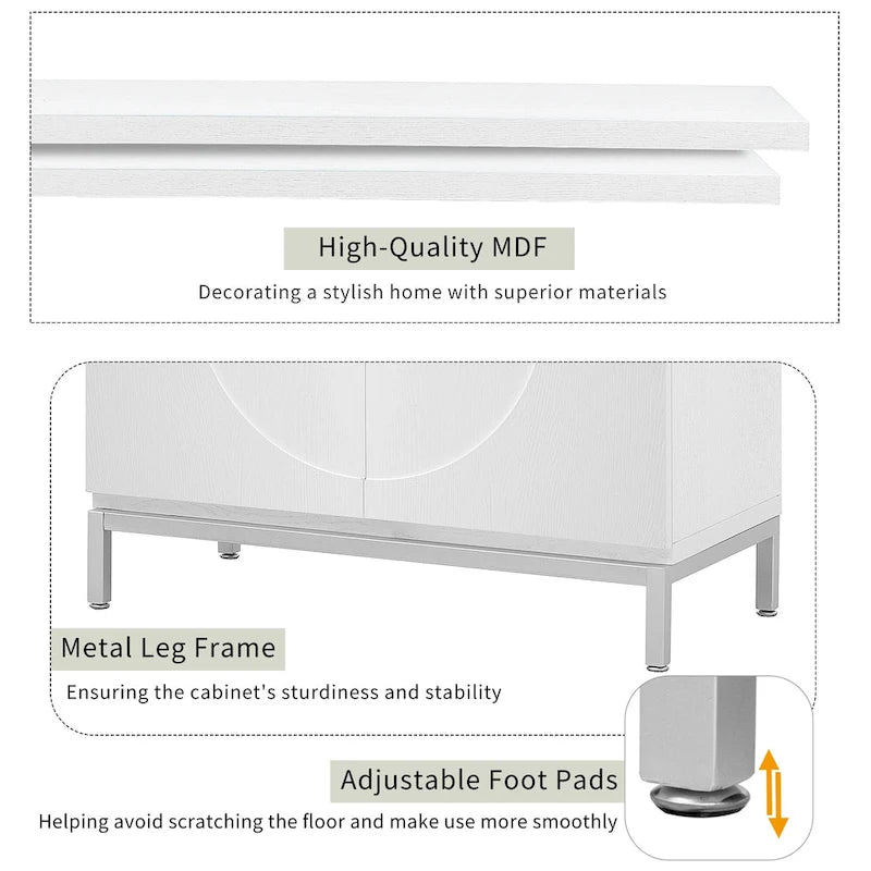 Accent Cabinet with Solid Wood Veneer and Metal Leg Frame