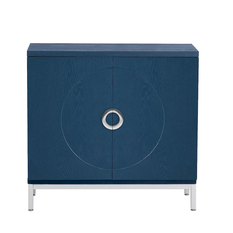 Accent Cabinet with Solid Wood Veneer and Metal Leg Frame