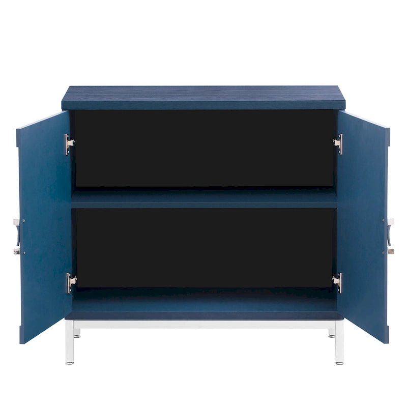 Accent Cabinet with Solid Wood Veneer and Metal Leg Frame