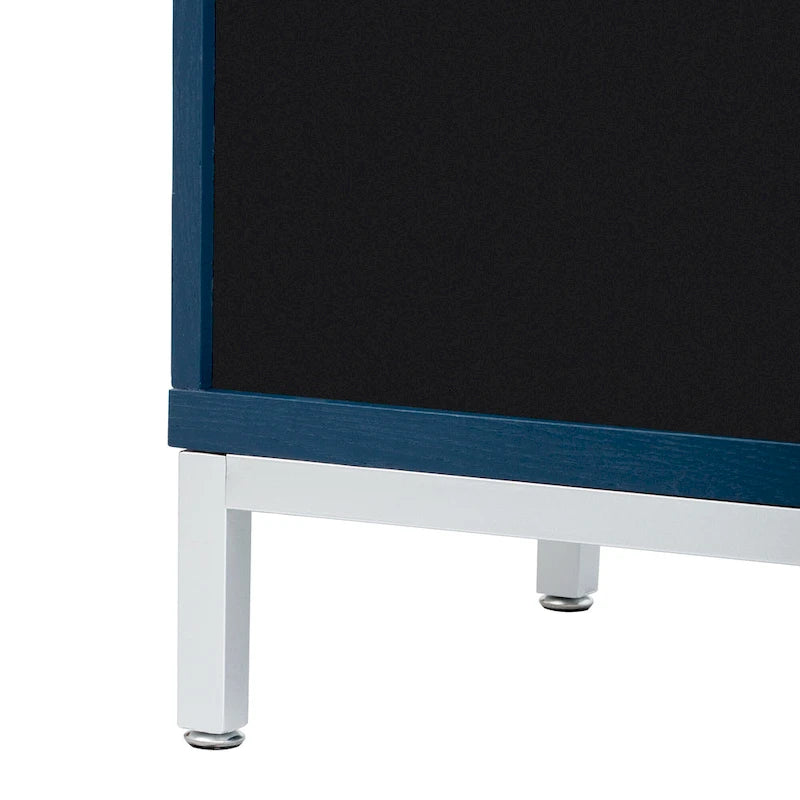 Accent Cabinet with Solid Wood Veneer and Metal Leg Frame