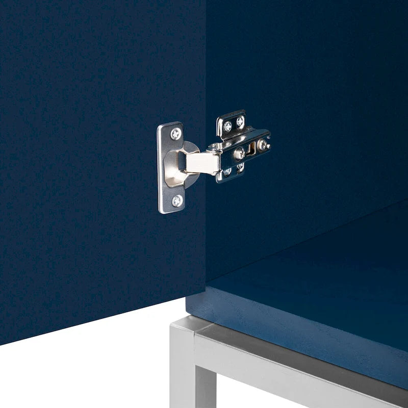 Accent Cabinet with Solid Wood Veneer and Metal Leg Frame
