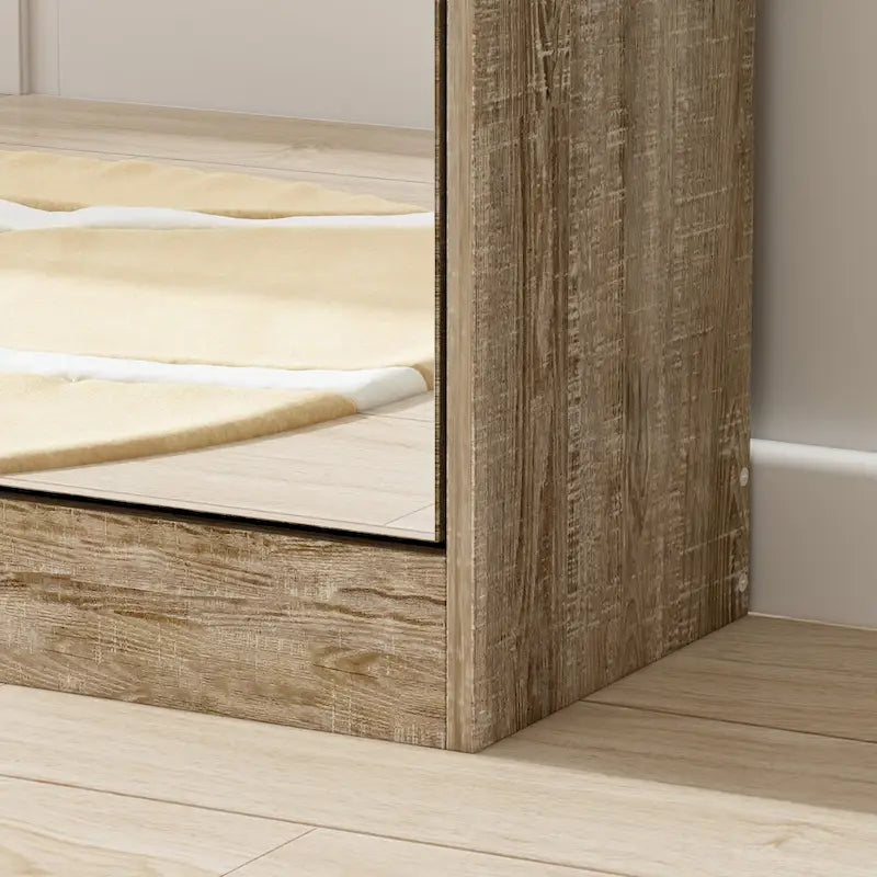 Shoe Cabinet with 3 Mirrored Flip Drawers, Free Standing Slim