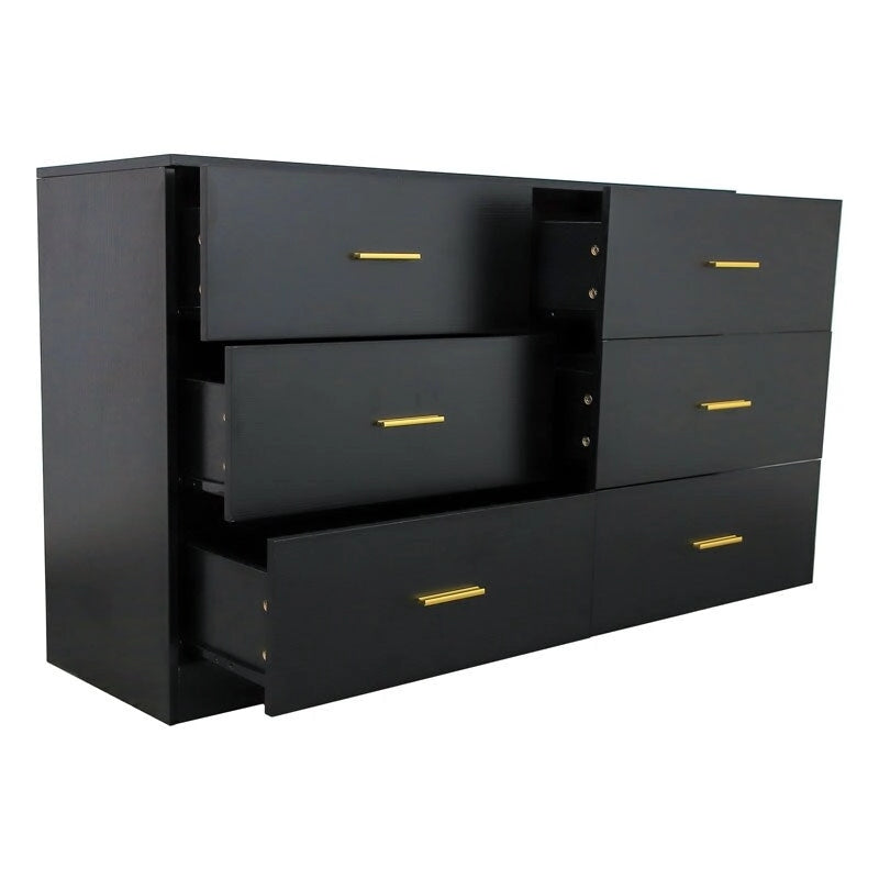 Black 6-Drawer Dresser for Bedroom