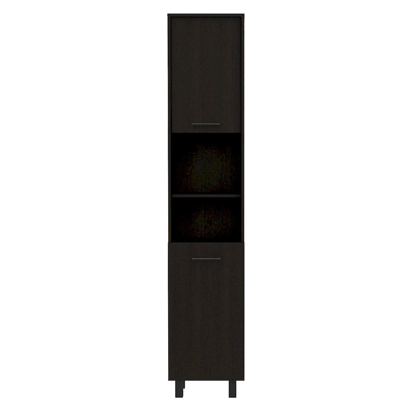 Pantry with 2 Cabinets and 2 Open Shelves, Aluminum Handles and Hinges