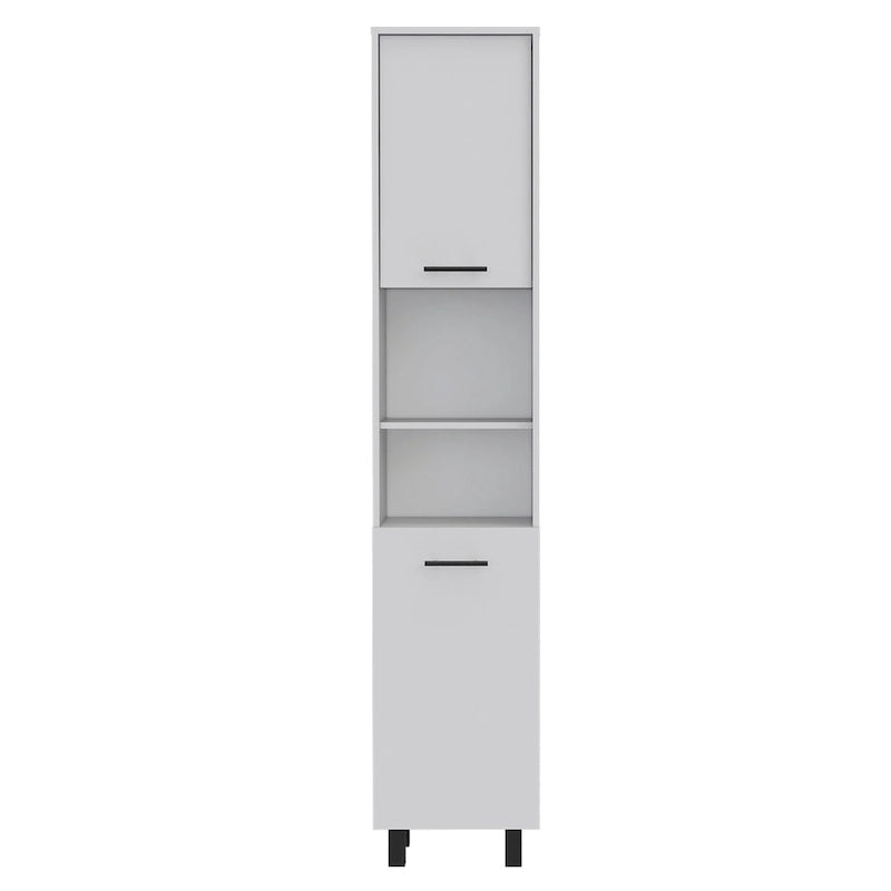 Pantry with 2 Cabinets and 2 Open Shelves, Aluminum Handles and Hinges