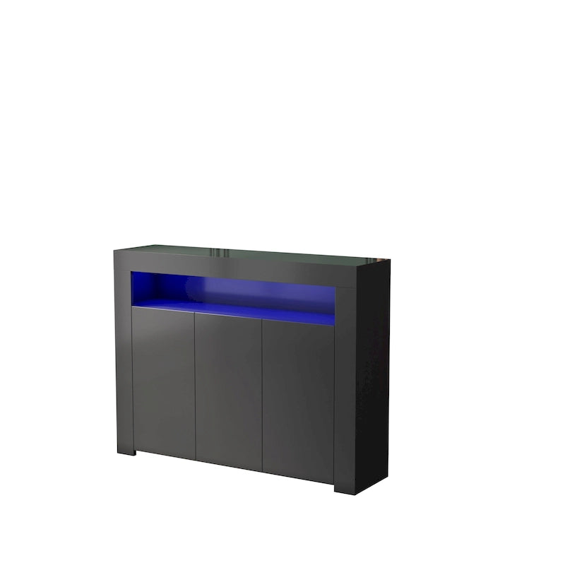 Sideboard Storage Cabinet with LED Light, 3 Doors