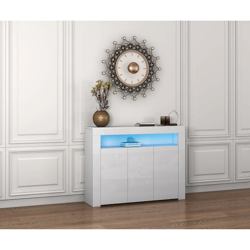 Sideboard Storage Cabinet with LED Light, 3 Doors