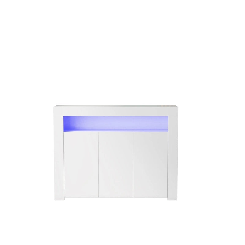 Sideboard Storage Cabinet with LED Light, 3 Doors