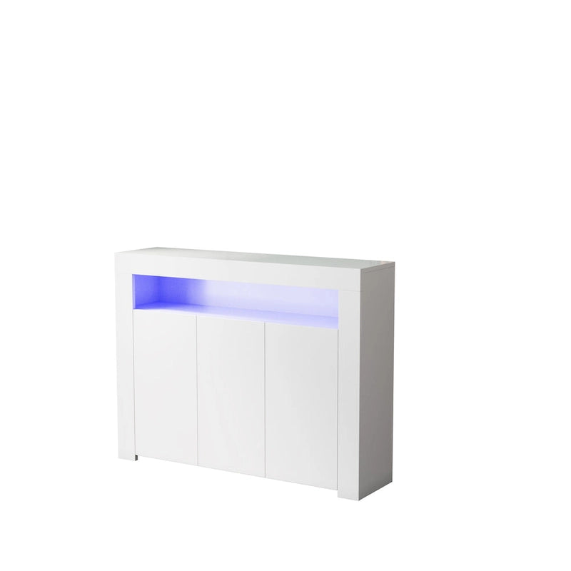 Sideboard Storage Cabinet with LED Light, 3 Doors