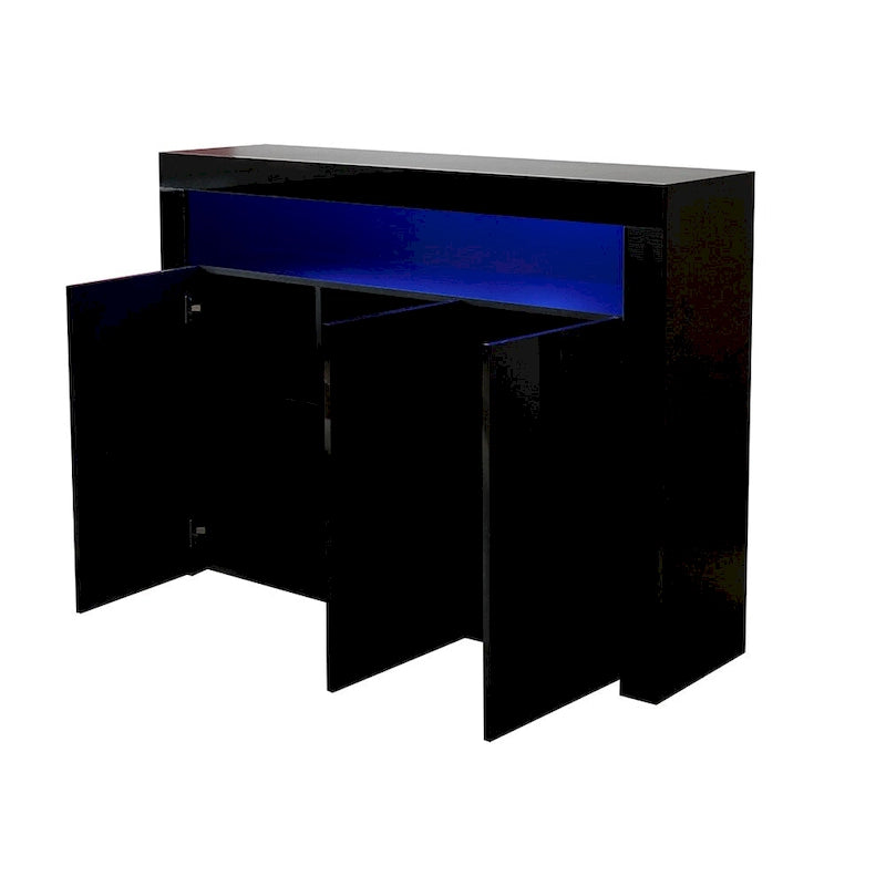 Sideboard Storage Cabinet with LED Light, 3 Doors