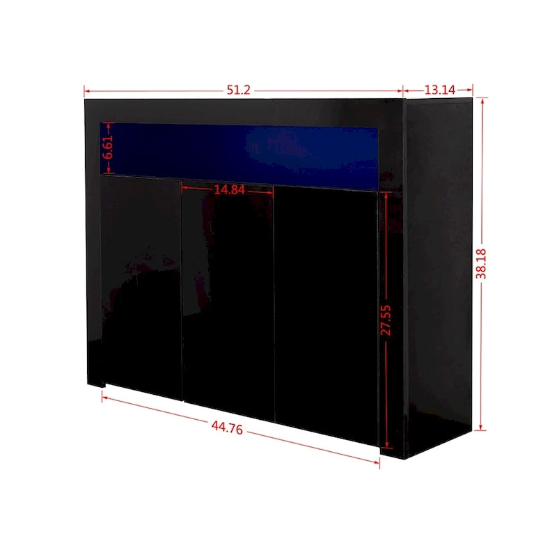 Sideboard Storage Cabinet with LED Light, 3 Doors