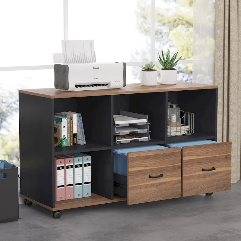 2-Drawer Mobile Filing Cabinet with Printer Stand – 43 Inch Office Storage