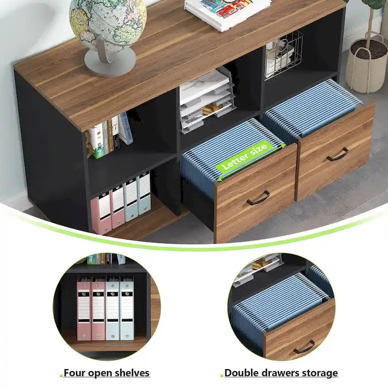 2-Drawer Mobile Filing Cabinet with Printer Stand – 43 Inch Office Storage