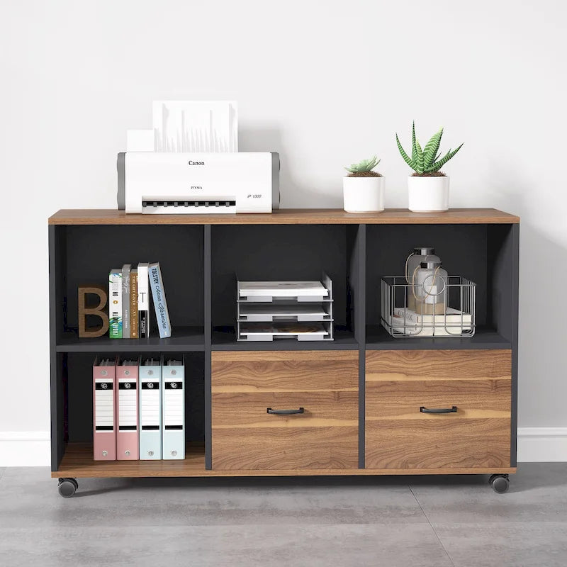 2-Drawer Mobile Filing Cabinet with Printer Stand – 43 Inch Office Storage