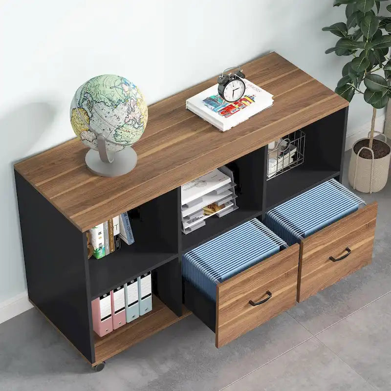 2-Drawer Mobile Filing Cabinet with Printer Stand – 43 Inch Office Storage