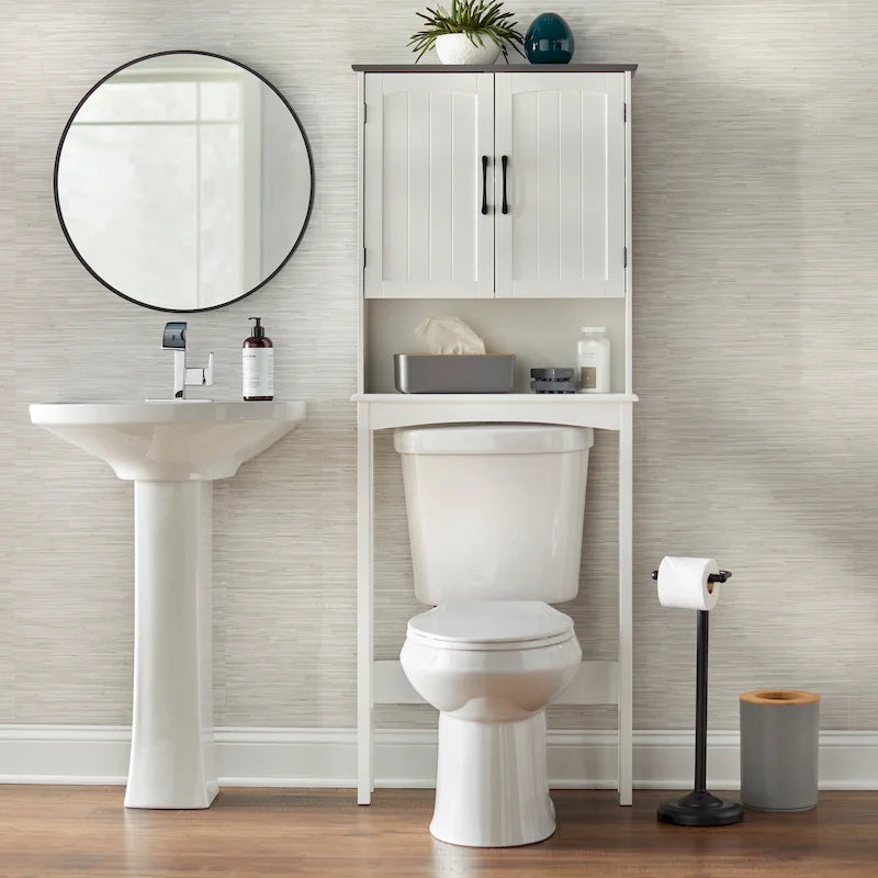 Over the Toilet Space Saver with Cabinet and Open Shelf