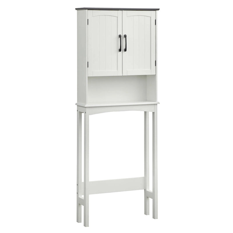Over the Toilet Space Saver with Cabinet and Open Shelf