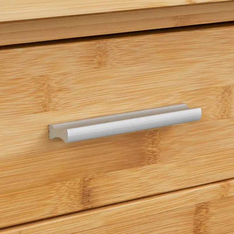 Bamboo Glass Door Linen Floor Cabinet